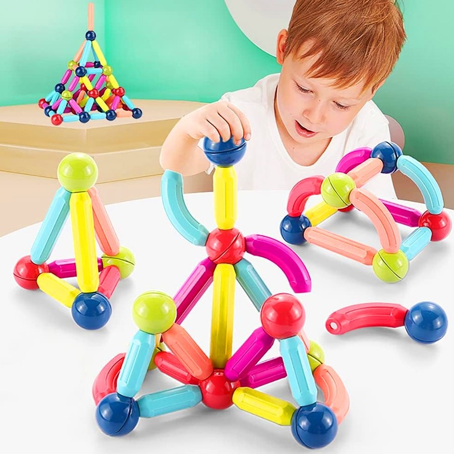 Set de bloques magnéticos de colores para niños 76 piezas